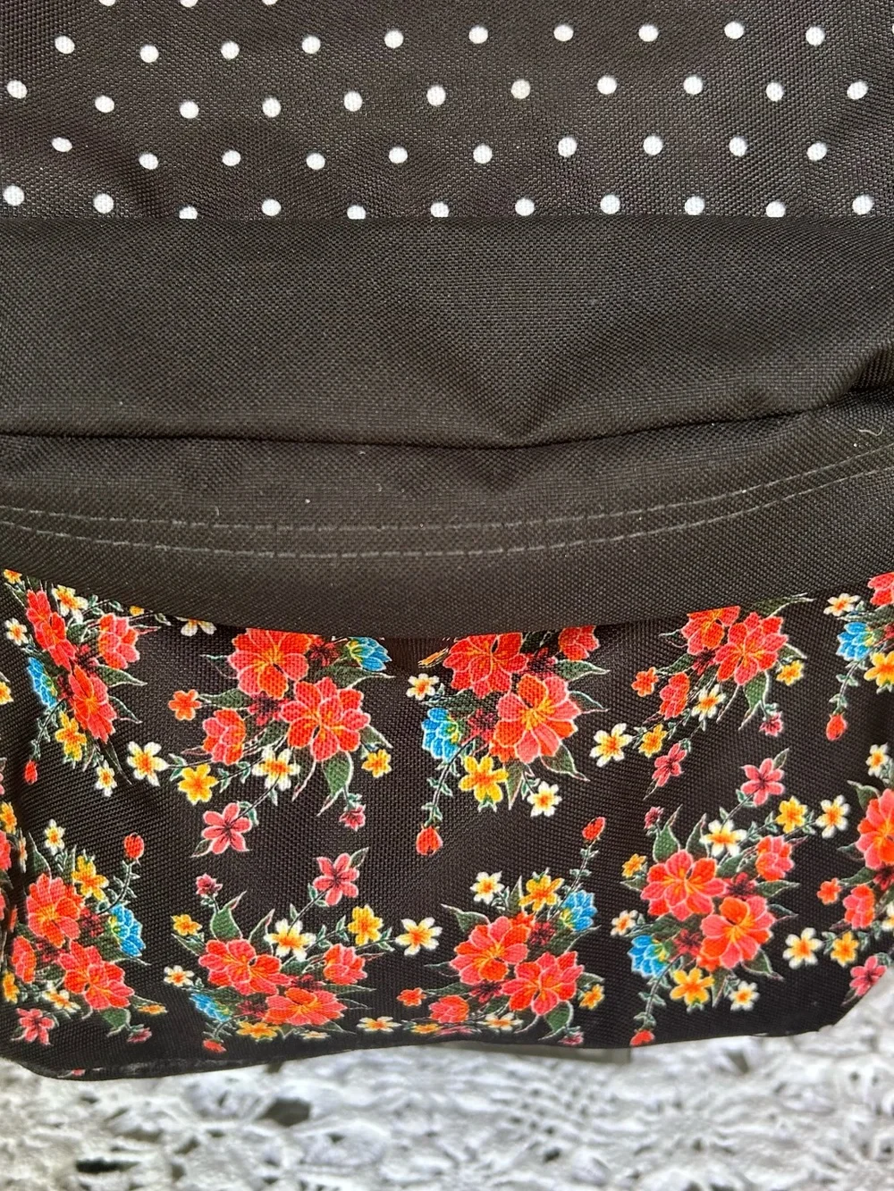 Jansport Black Floral & White Polka Dot Backpack
